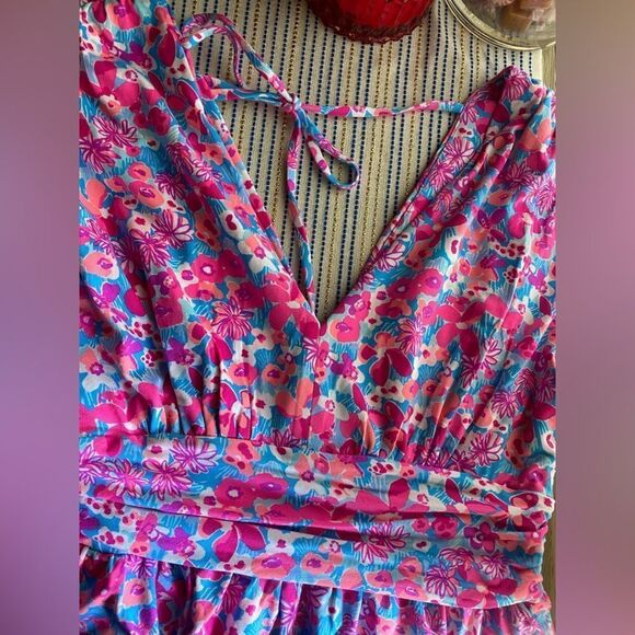 Lilly Pulitzer Mini  Dress Womens Size Small Floral Sleeveless Tiered Ruffle - Picture 9 of 16